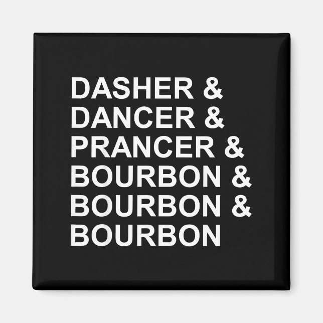Aimant Dasher Dancer Prancer &amp; Bourbon Funny Noël (Devant)