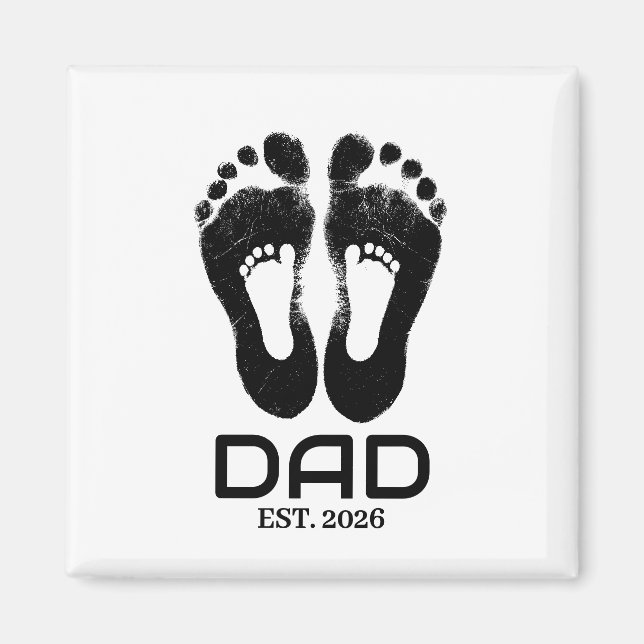 Aimant Date de naissance Empreintes de bébé Nouveau Papa  (Devant)