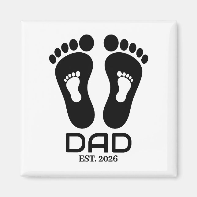 Aimant Date de naissance Empreintes de bébé Nouveau Papa  (Devant)