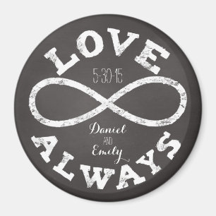 Aimant Date et noms de mariage amour infini sur tableau n