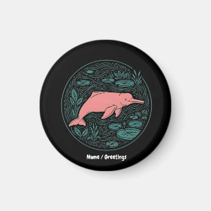 Aimant Dauphin Rose de la Rivière Boto Art Animalier Mat