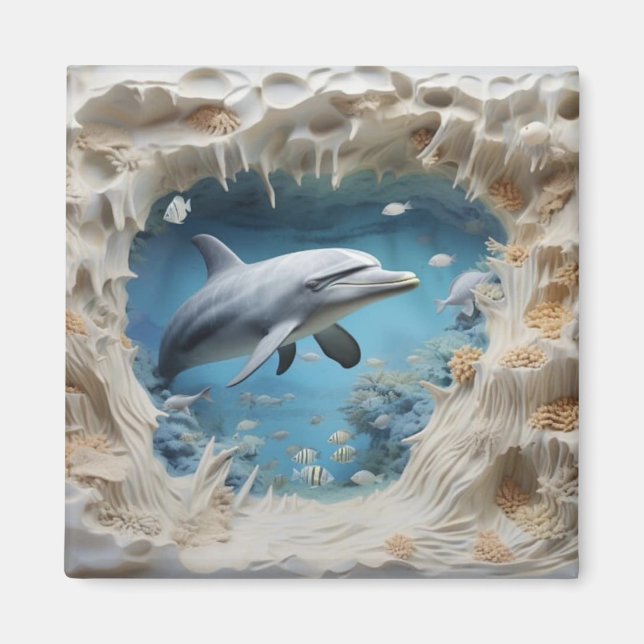 Aimant Dauphin sous-marin 3D (Devant)