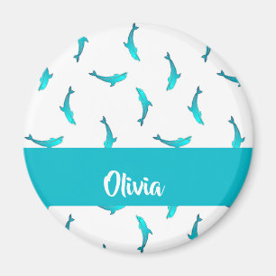 Aimant Dauphins bleus sur blanc