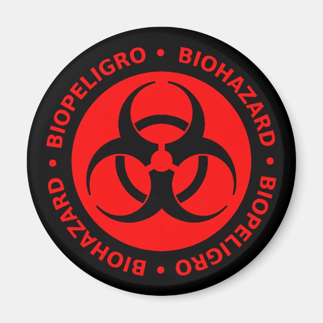 Aimant d'avertissement de risque biologique rouge (Devant)