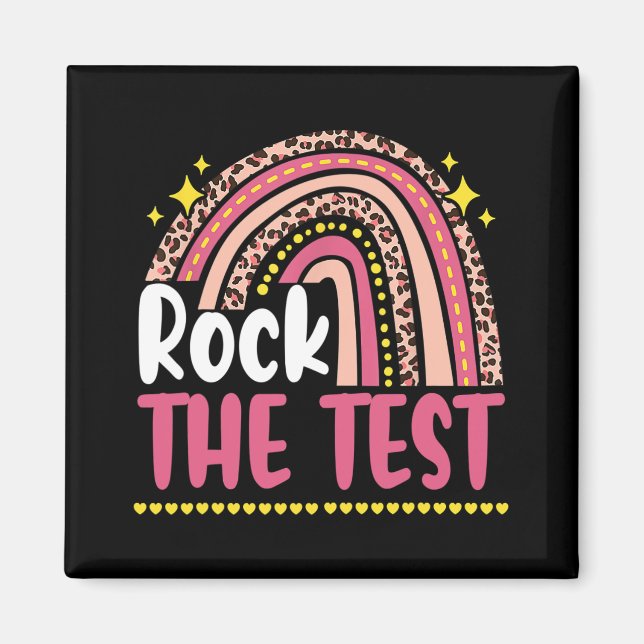 Aimant Day Rock The Test Teacher Test Day Rainbow Leop (Devant)