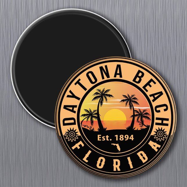 Aimant Daytona Beach Florida Retro Sunset Souvenirs (Créateur téléchargé)