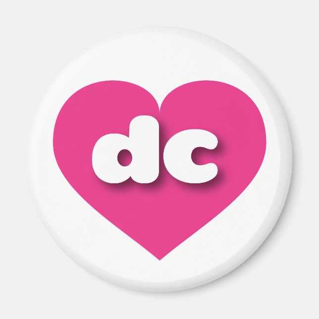 Aimant dc coeur rose chaud - J'aime dc (Devant)