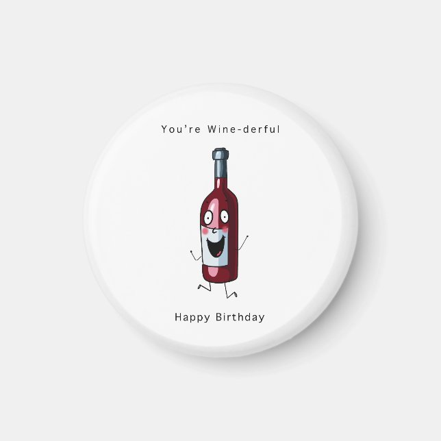 Aimant de anniversaire, aimant à thème vin. Annive (Devant)