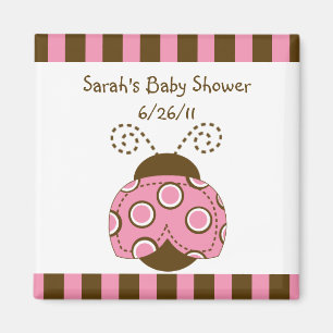 Aimant de Baby shower de la coccinelle rose et Bro