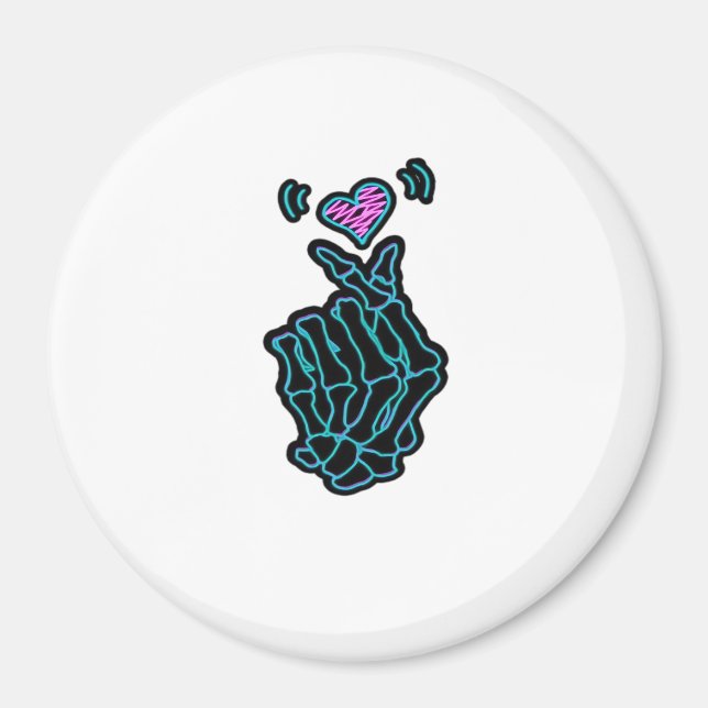 Aimant De Belles Mains De Squelette Avec Un Signal Coeur  (Devant)