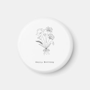 Aimant de bouquet d'anniversaire. noir & blanc