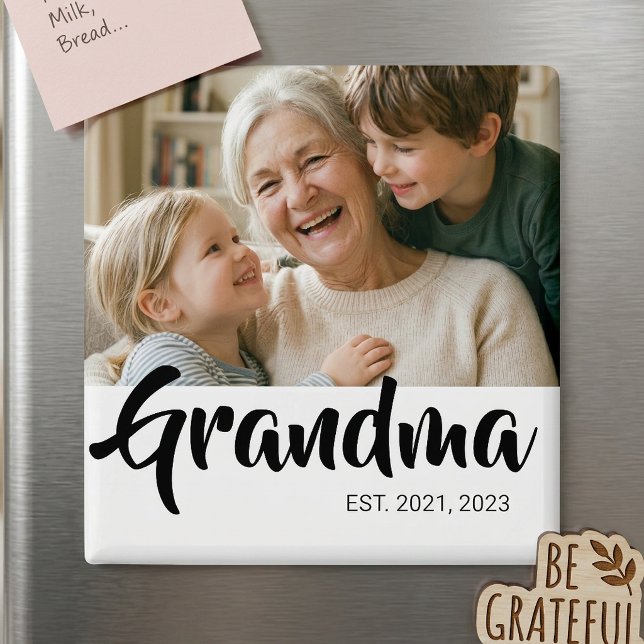 Aimant de Cadeau Photo de Grand-mère Établie (Grandma Established Photo Gift Magnet)
