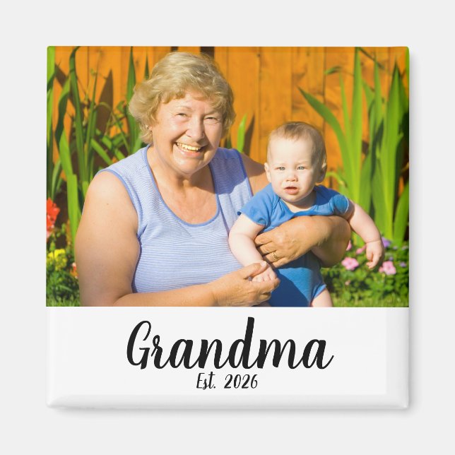 Aimant de Cadeau Photo de Grand-mère Établie (Devant)