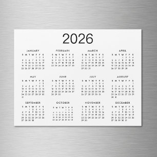 Aimant de calendrier 2024 noir et blanc classique
