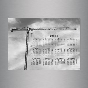 Aimant de calendrier 2027 de grue de construction