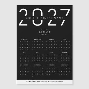 Aimant de calendrier d'affaires moderne 2027 noir 