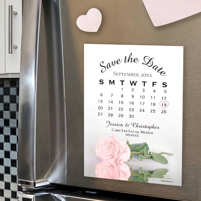 Aimant de calendrier de sauvegarde de rose rose Bl (Créateur téléchargé)