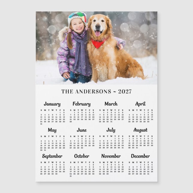 Aimant de calendrier photo personnalisé pour chien (Devant)