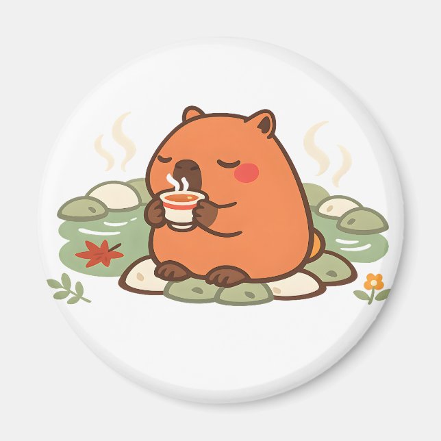 Aimant de Capybara Mignon à la Pause Thé dans l'On (Devant)
