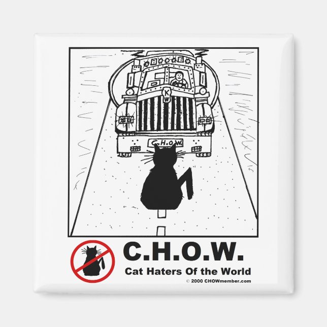 Aimant de caricature de camion de chapeaux de chat (Devant)