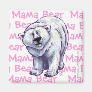 Aimant de carré d'ours blanc de maman Bear