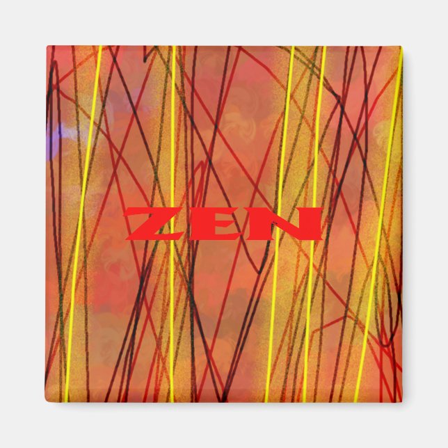 Aimant de carré en fil rouge zen (Devant)
