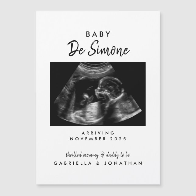 Aimant de carte d'annonce de grossesse avec photo  (Devant)