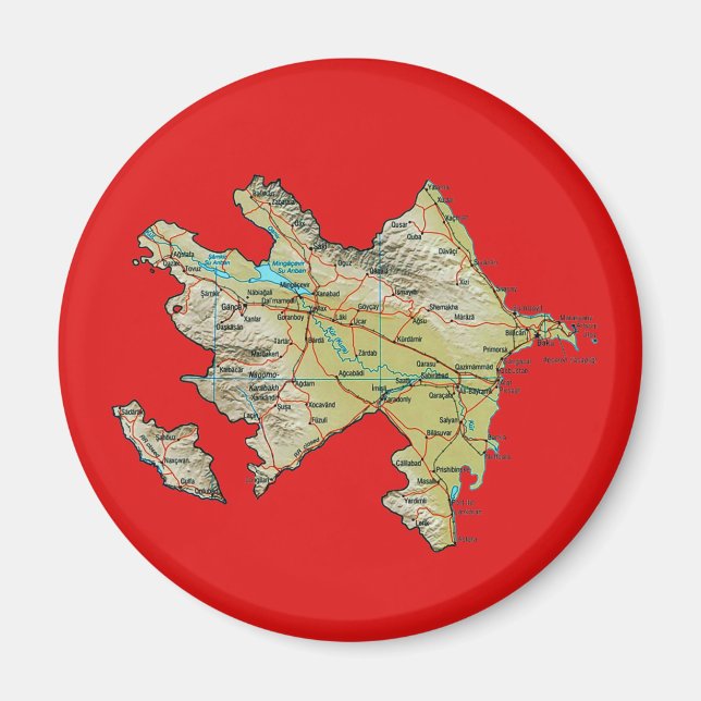 Aimant de carte d'Azerbaïdjan (Devant)