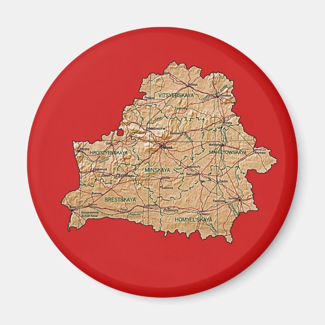 Aimant de carte de Biélorussie (Devant)