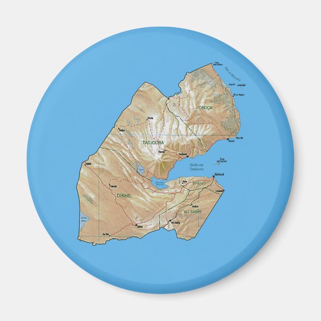 Aimant de carte de Djibouti (Devant)