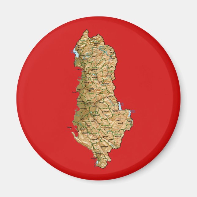 Aimant de carte de l'Albanie (Devant)