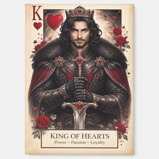 Aimant de carte de tarot gothique Roi de cœur (Recto)