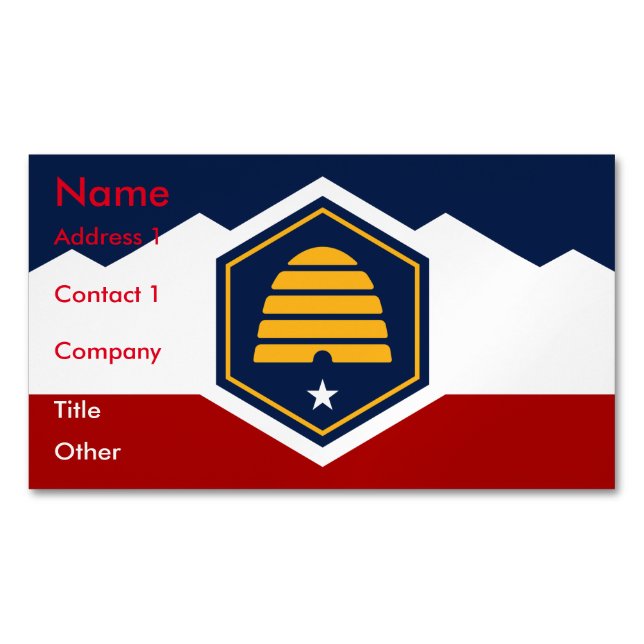 Aimant de carte de visite avec drapeau de l'Utah,  (devant)