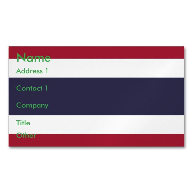 Aimant de carte de visite avec drapeau de Thaïland (devant)