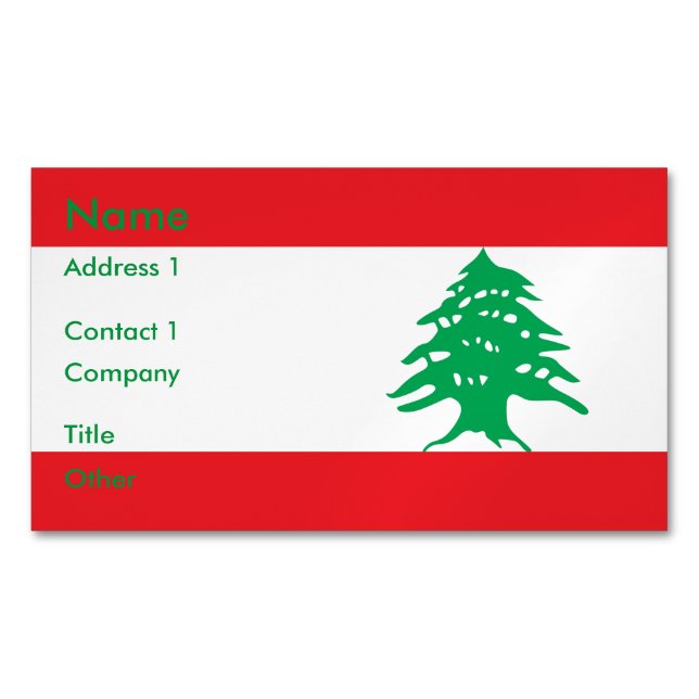 Aimant de carte de visite avec drapeau du Liban (devant)
