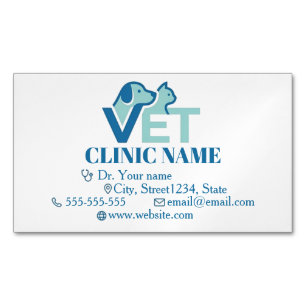 Aimant de carte de visite vétérinaire personnalisa