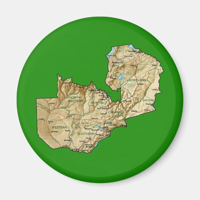 Aimant de carte de Zambie (Devant)