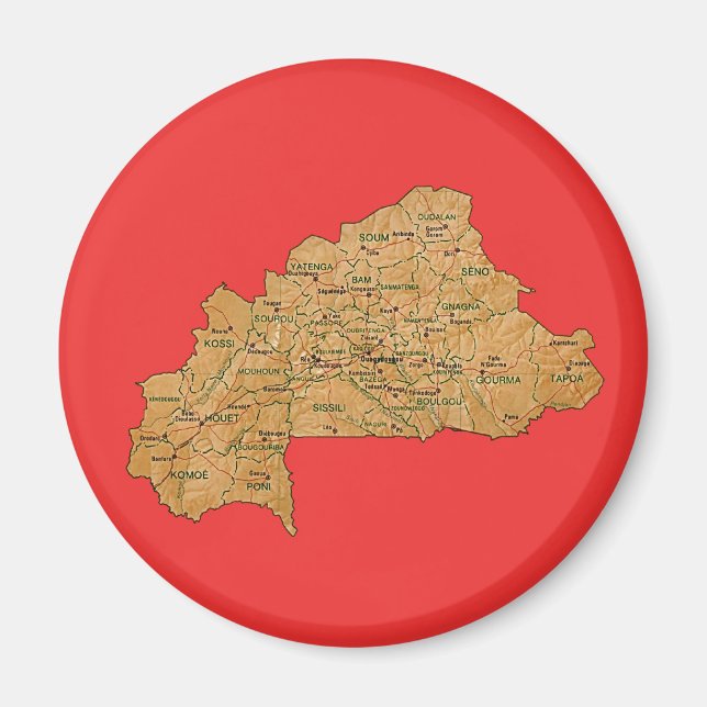 Aimant de carte du Burkina Faso (Devant)