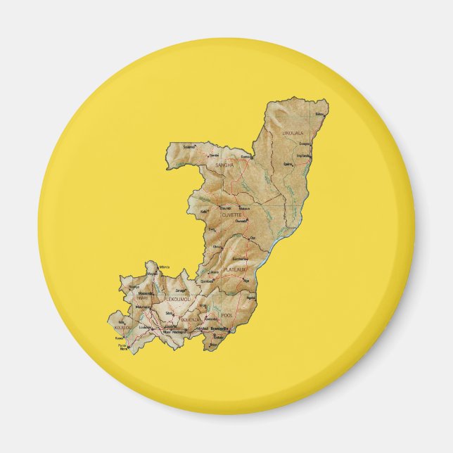 Aimant de carte du Congo-Brazzaville (Devant)