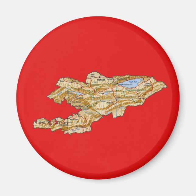 Aimant de carte du Kirghizistan (Devant)