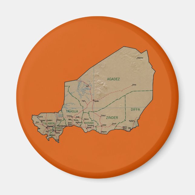 Aimant de carte du Niger (Devant)