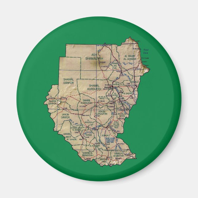 Aimant de carte du Soudan (Devant)