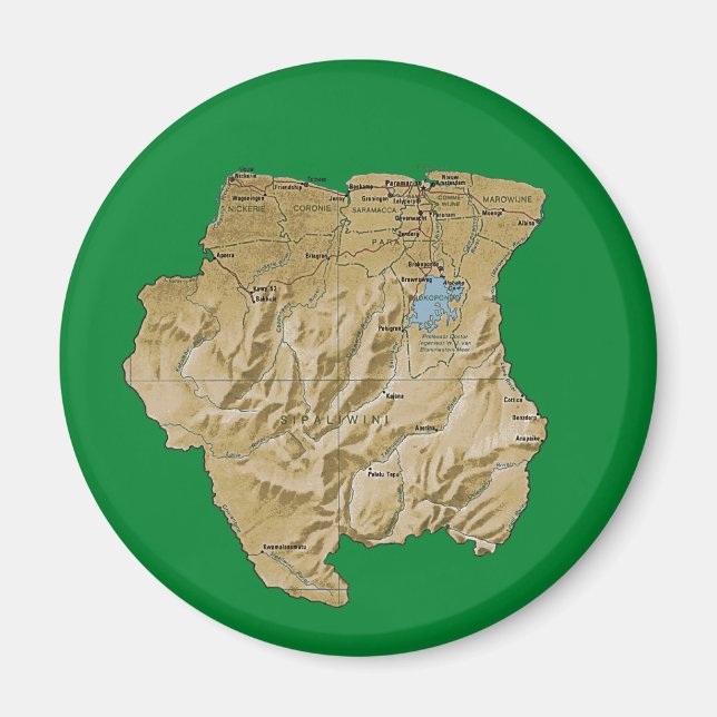 Aimant de carte du Suriname (Devant)