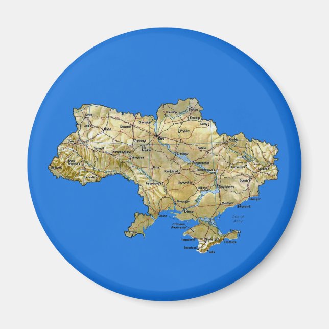 Aimant de carte d'Ukraine (Devant)