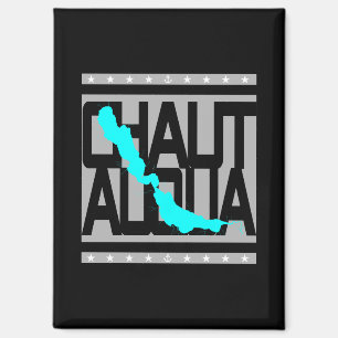 Aimant de carte nautique du lac Chautauqua, New Yo