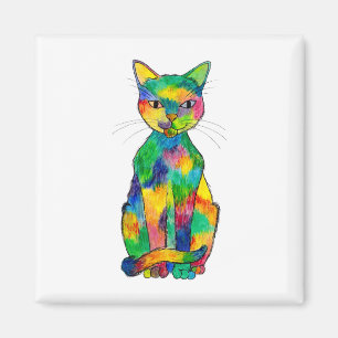 Aimant de chat d'arc-en-ciel