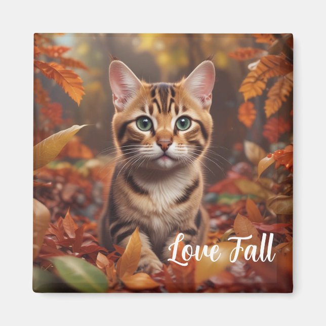 Aimant de chat d'automne (Devant)