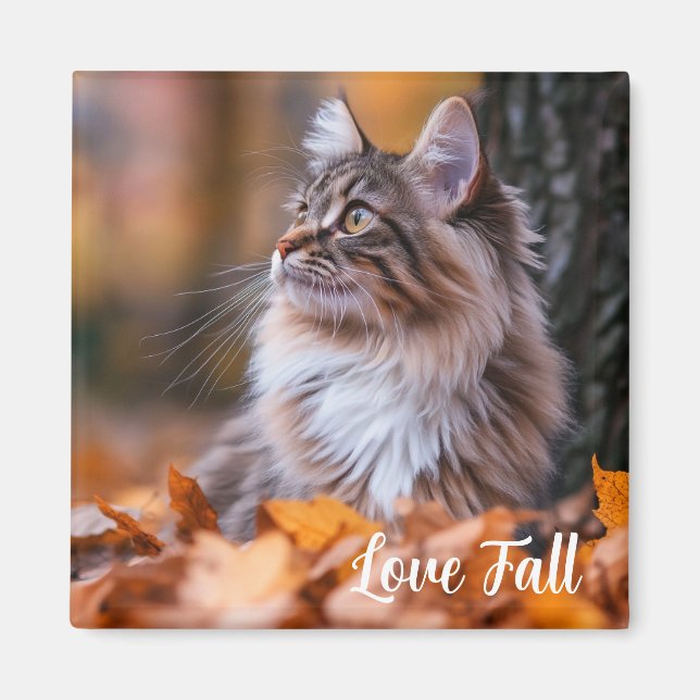 Aimant de chat d'automne (Devant)