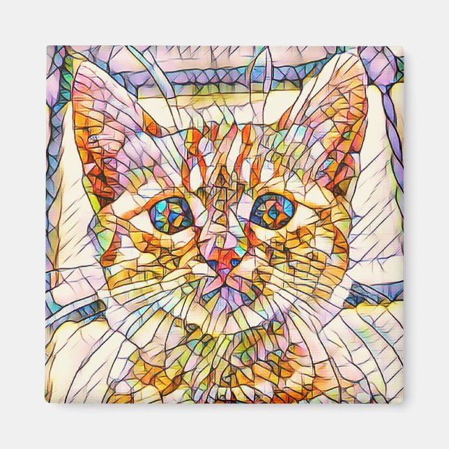 Aimant de chat en mosaïque (Devant)