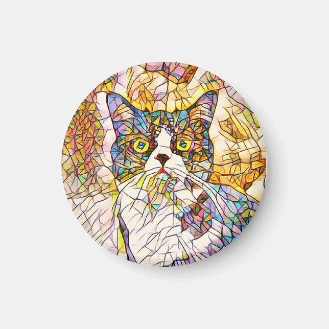 Aimant de chat en mosaïque (Devant)